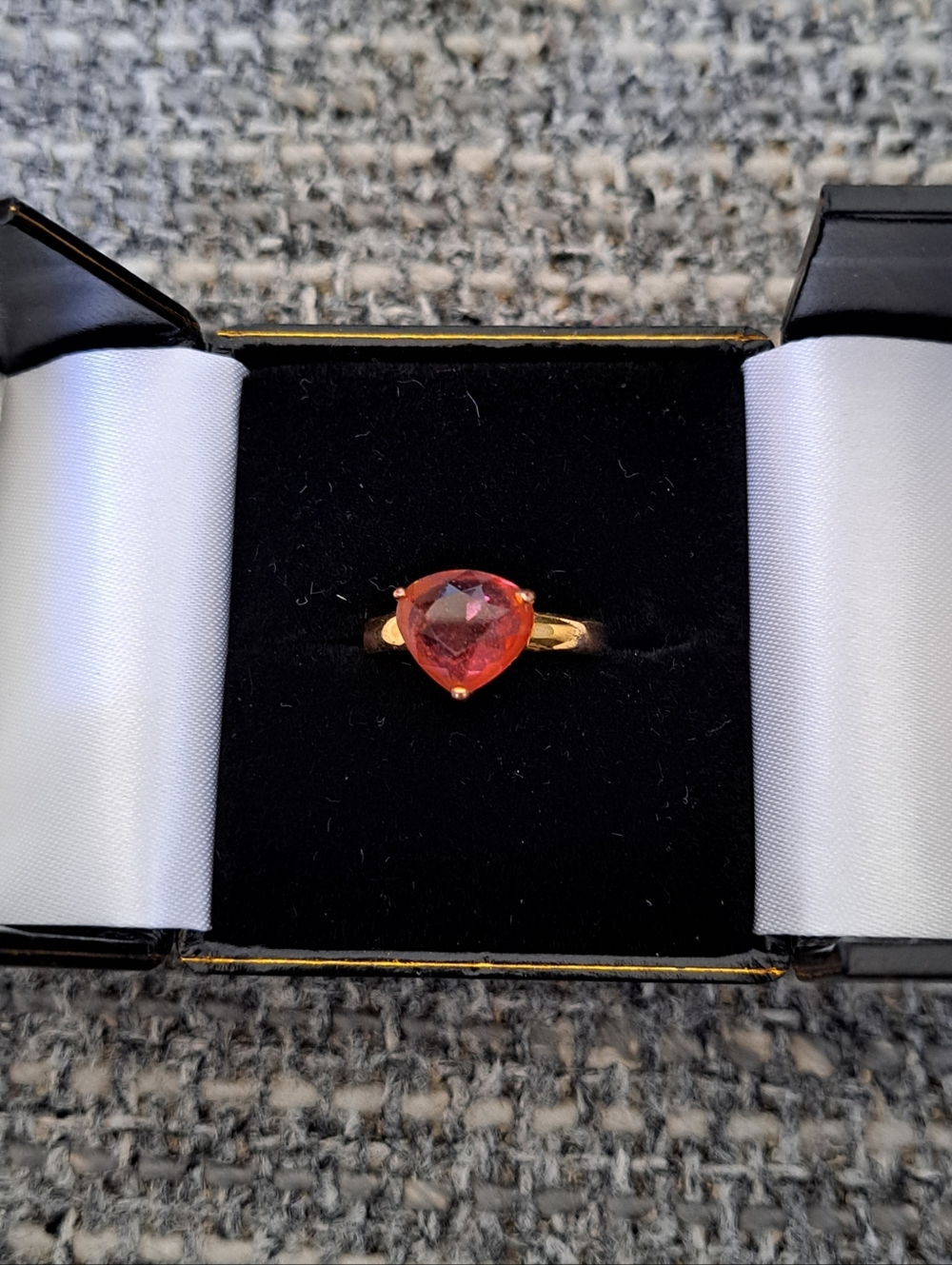 Gold Ring with Triangle-Shaped Orange Gemstone